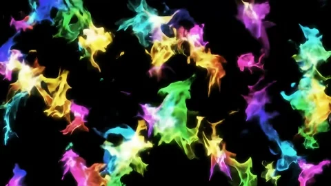 Abstract Colorful Fire Flames Dancing on Black Background Stock Footage 313348674