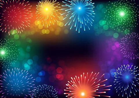 Abstract colorful firework on black background for celebration Stock Illustration