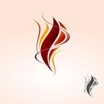 Abstract colorful flame logo design featuring elegant flowing with monochro.. Stock Illustration