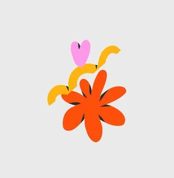 Abstract Colorful Flower Vector, Modern Floral Botanical Illustration, Trendy Stock Illustration