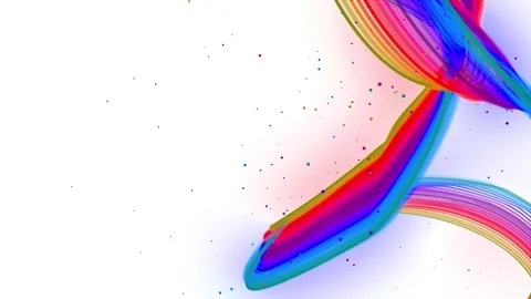 Abstract colorful flowing lines with particles isolated on white background Stock Footage 344330475