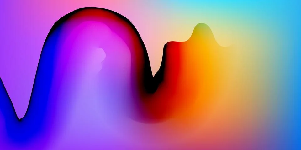 Abstract Colorful Fluid Gradient Background with Purple Orange Waves Stock Illustration