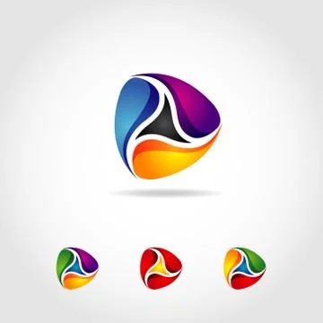 Abstract Colorful Fluid Loop Shape Logo Sign Symbol Icon Stock Illustration