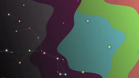 Abstract Colorful Fluid Waves with Glowing Plexus Network Connections Stock Footage 336268440