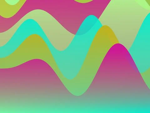 Abstract Colorful Fluid Wavy Background with Vibrant Pink and Green Layered.. Stock Illustration