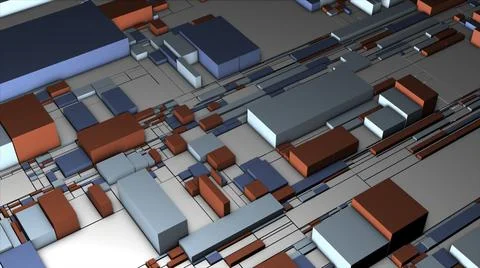 Abstract colorful geometric 3D rectangles, expanding surface. Motion. Many イラスト素材