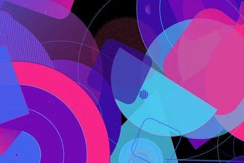 Abstract Colorful Geometric Background with Overlapping Shapes and Patterns Stock Illustration