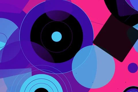 Abstract Colorful Geometric Background with Overlapping Circles and Shapes Stock Illustration