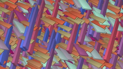 Abstract Colorful Geometric Composition of Interlocking 3D Shapes Stock Footage 307602422