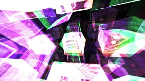 Abstract Colorful Geometric Cube Motion Graphic with Fast Speed and Bright .. Stock Footage 343685306