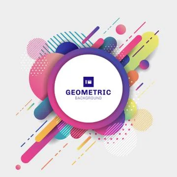 Abstract colorful geometric pattern composition rounded line shapes diagonal Stock Illustration