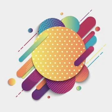 Abstract colorful geometric pattern composition rounded line shapes diagonal Stock Illustration