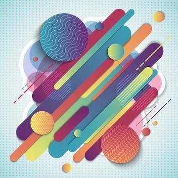 Abstract colorful geometric pattern composition rounded line shapes diagonal Stock Illustration