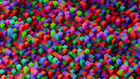 Abstract colorful geometric pattern with multicolored cubes 3d background Stock Footage 340086369