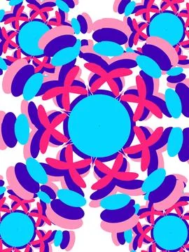 Abstract Colorful Geometric Pattern With Pink Blue Purple Circles And Cross.. Illustrazione stock