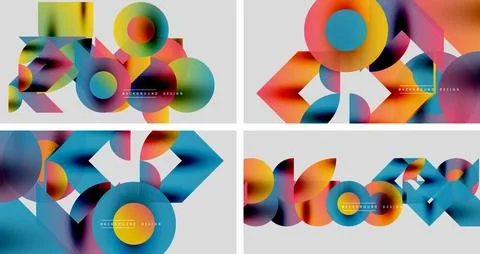 Abstract colorful geometric patterns. Overlapping shapes create dynamic Stock Illustration
