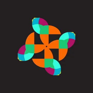 Abstract Colorful Geometric Pinwheel Pattern Stock Illustration