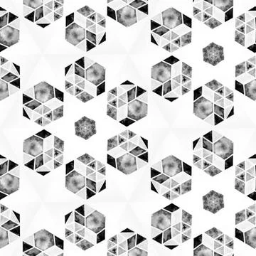 Abstract colorful geometric seamless pattern symmetric kaleidoscope fashion,  Stock Illustration