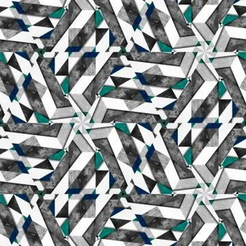Abstract colorful geometric seamless pattern symmetric kaleidoscope fashion,  Illustrazione stock
