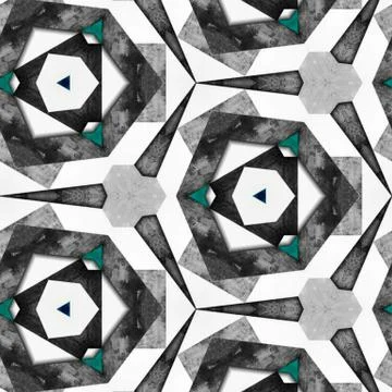 Abstract colorful geometric seamless pattern symmetric kaleidoscope fashion,  Illustrazione stock