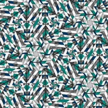 Abstract colorful geometric seamless pattern symmetric kaleidoscope fashion,  Stock Illustration