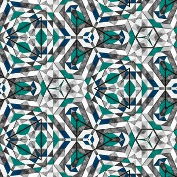 Abstract colorful geometric seamless pattern symmetric kaleidoscope fashion,  Stock Illustration