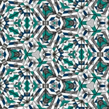 Abstract colorful geometric seamless pattern symmetric kaleidoscope fashion,  Stock Illustration