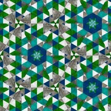 Abstract colorful geometric seamless pattern symmetric kaleidoscope fashion,  Stock Illustration
