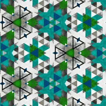 Abstract colorful geometric seamless pattern symmetric kaleidoscope fashion,  Stock Illustration