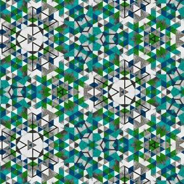 Abstract colorful geometric seamless pattern symmetric kaleidoscope fashion,  Stock Illustration