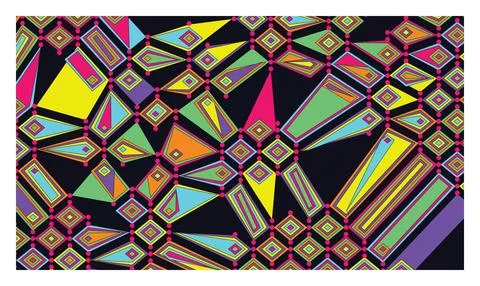 Abstract colorful geometric shapes pattern with dark background and diamond.. 스톡 일러스트