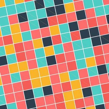 Abstract Colorful Geometric Square Grid Pattern - Modern Tilted Mosaic Stockillustratie