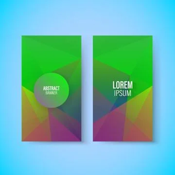 Abstract colorful geometric triangular vertical modern card template, vector Stock Illustration