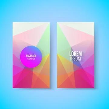 Abstract colorful geometric triangular vertical modern card template, vector Stock Illustration