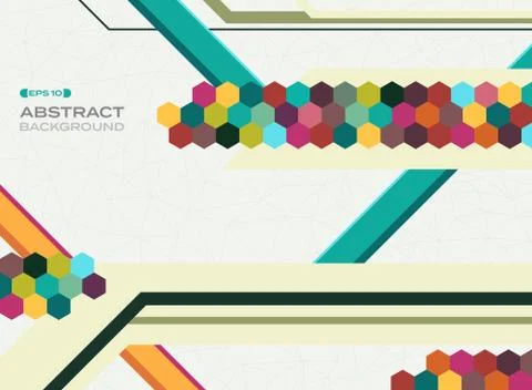 Abstract of colorful geometrical shape pattern background on crystal line. Illustrazione stock