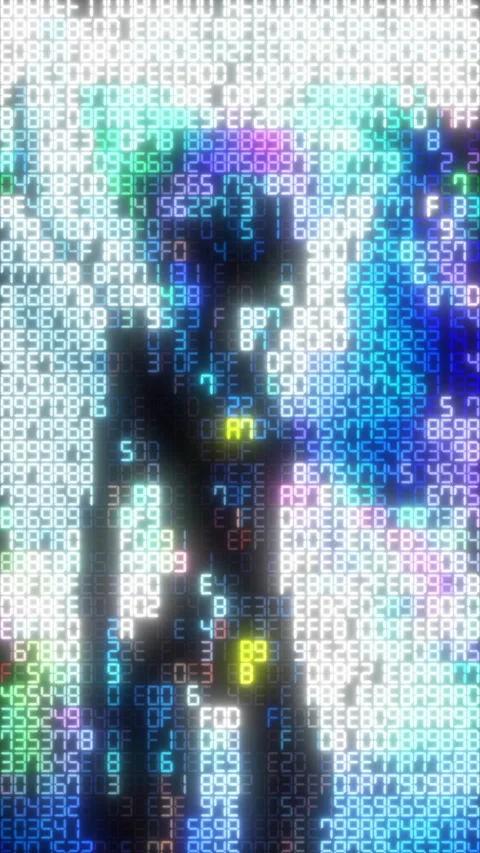 Abstract colorful glitching hexadecimal code background Stock Footage 347513839