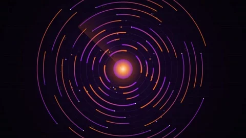 Abstract colorful glowing circular light energy pattern on black background Stock Footage 344640582