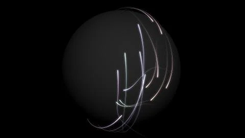 Abstract colorful glowing rays of light enveloping the sphere on black Stock Illustration