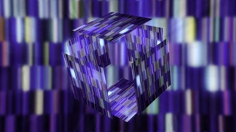 Abstract colorful glowing rectangular block with the moving sides and glowing Illustrazione stock