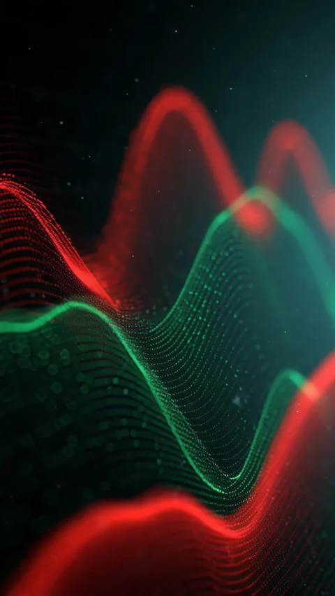 Abstract Colorful Glowing Wave Lines on Dark Background Stock Footage 340844645