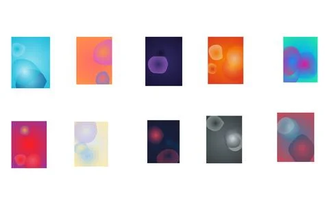 Abstract Colorful Gradient Background Collection with Glowing Shapes Stock-Illustration