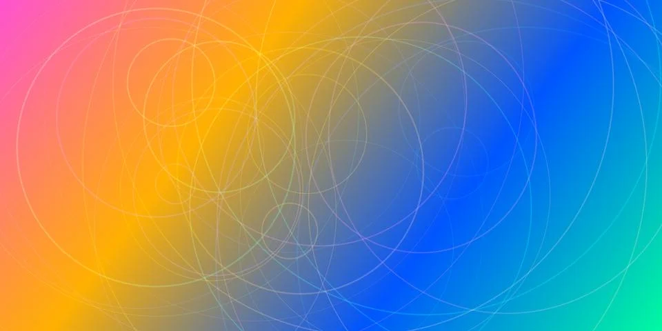 Abstract colorful gradient background with thin white circles Stock Illustration
