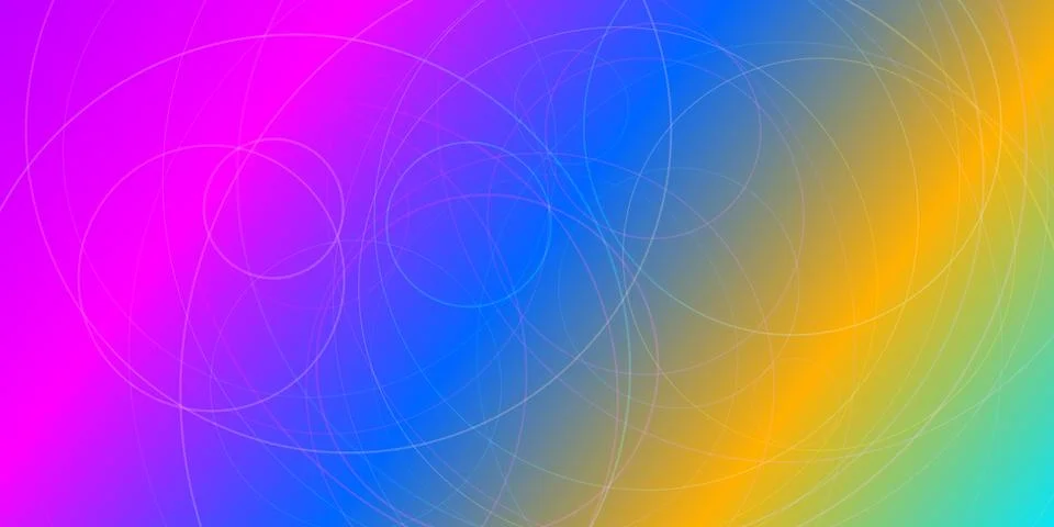Abstract colorful gradient background with thin white circles Stockillustratie