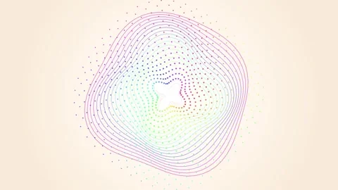 Abstract colorful gradient dots moving in circular waves on a light beige b.. Stock Footage 346771069