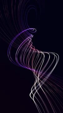 Abstract colorful gradient light strings creating smooth flowing waves, dig.. Stock Illustration