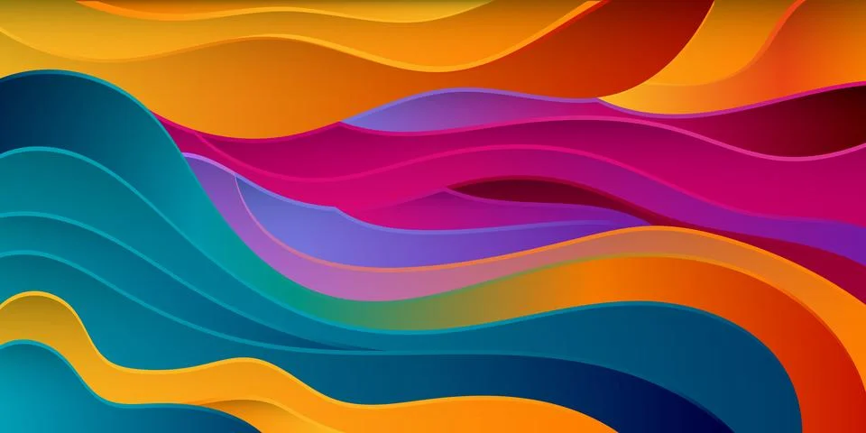 Abstract colorful gradient lines. Thick flowing plastic stripes in a digitally a Stock-Illustration