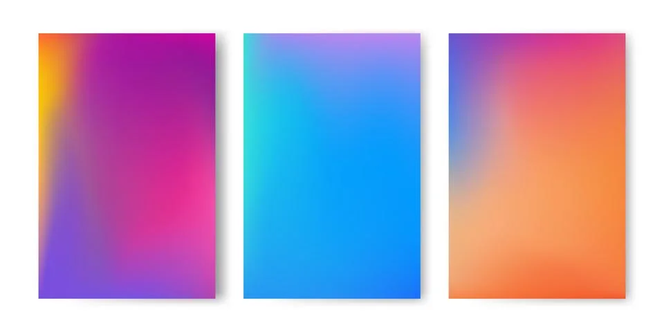 Abstract colorful gradient mesh vector background set. Stock Illustration