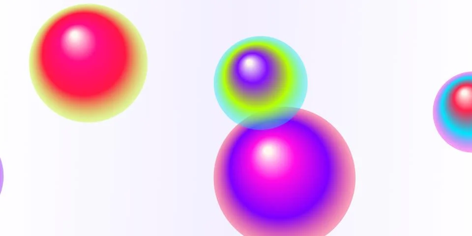 Abstract colorful gradient spheres on a light background Stock Illustration