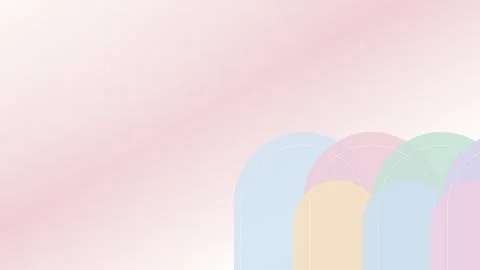 Abstract colorful gradient umbrellas on soft pastel background Stock Illustration
