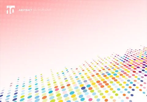 Abstract colorful halftone texture dots pattern perspective on pink polka dot イラスト素材